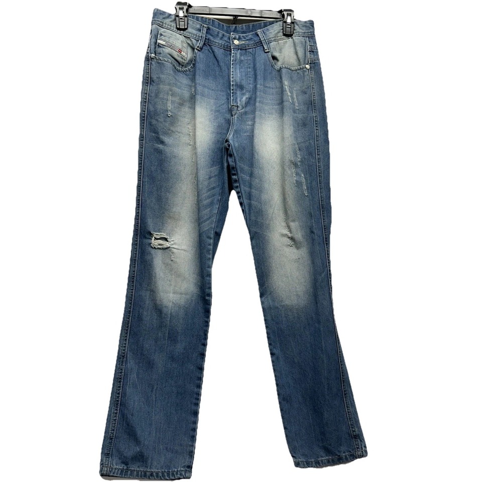 Diesel Industry Men's 34 x 31 Cotton Blue Denim Distressed Jeans (R1)